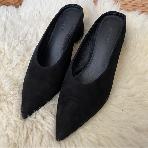 Vince Ralston Suede Pointy Toe Mule Black Size 6 - Picture 2 of 11